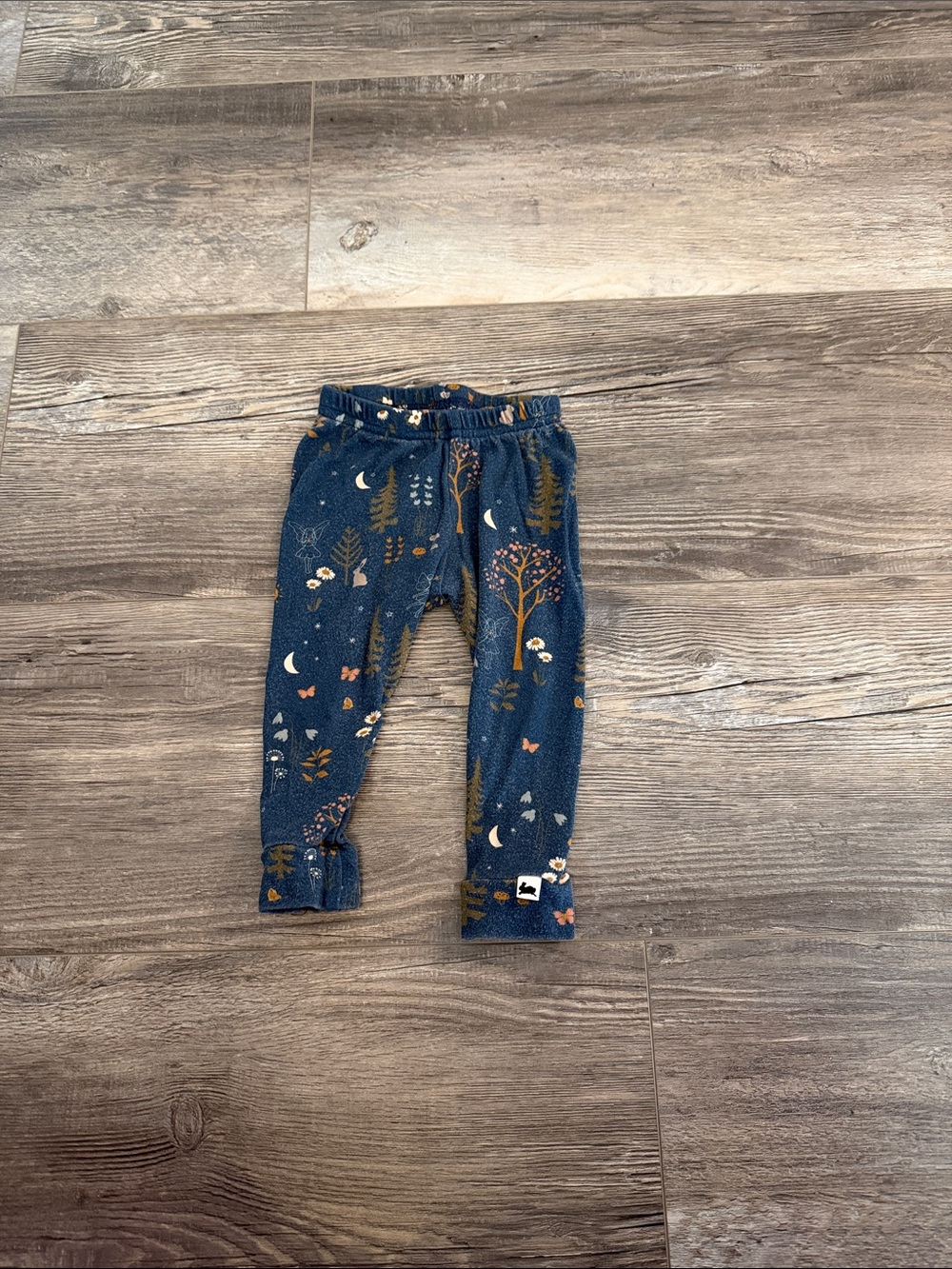 Little & Lively Kids Navy Blue Forest-Print Leggings